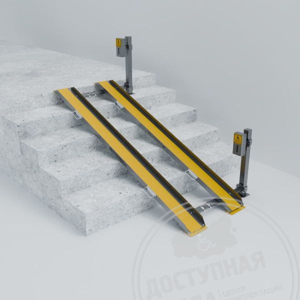 Пандус откидной, на стойках, с противоскользящим покрытием, из стали толщиной 2 мм купить с доставкой по России можно по номеру: 8-800-775-63-58Аналоги: Доступная среда; Реабилити; Пандус РФ; Пандус СУ