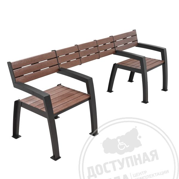 Парковая скамья с подлокотниками и местом для коляски, ST3, чер арт. 57705, купить по цене 47 531 ₽, с доставкой по России. Федеральный дистрибьютор.