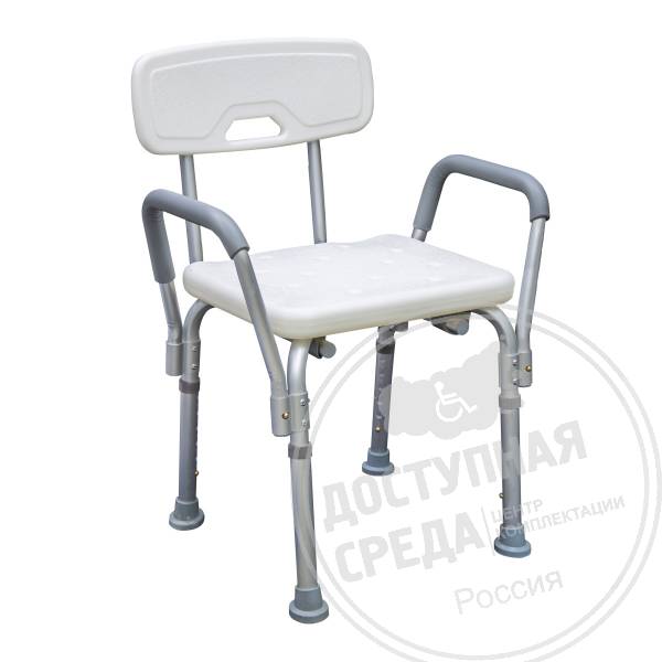Стул-сиденье для ванной и душа, со спинкой, AL/HDPE
