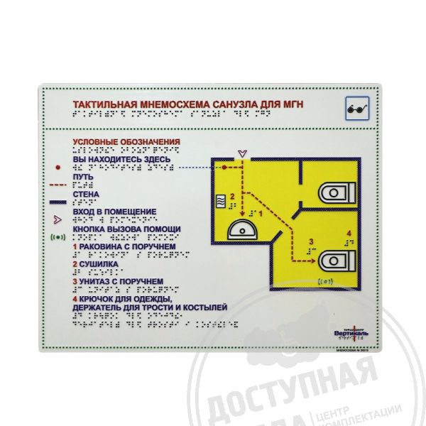 Мнемосхема тактильная, для санузла, PVC3, 321х411, Экспресс арт. 905-3-PVC3-321x411-Fast, купить по цене 2 741 ₽, с доставкой по России. Федеральный дистрибьютор.Аналоги: Ретайл, Инвакор, Инвацентр