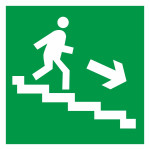 Знак эвакуационный E 13 направление к эвакуационному выходу по лестнице вниз, фотолюминесцентный
