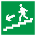 Знак эвакуационный E 14 Направление к эвакуационному выходу по лестнице вниз, фотолюминесцентный, 150х150 мм