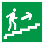 Знак эвакуационный E 15 направление к эвакуационному выходу по лестнице вверх, фотолюминесцентный, 200х200 мм