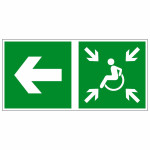 Эвакуационный знак направление движения к пункту (месту) сбора для инвалидов, фотолюминесцентный, 140х290 мм