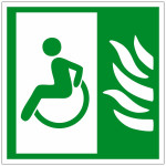 Знак эвакуационный безопасная зона для инвалидов (пожаробезопасная зона), фотолюминесцентный, 150х150 мм