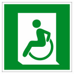 Знак эвакуационный выход налево для инвалидов на кресле-коляске, фотолюминесцентный, 150х150 мм