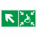 Знак эвакуационный «Направление движения к пункту (месту) сбора для инвалидов», налево вверх, фотолюминесцентный