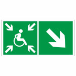 Знак эвакуационный «Направление движения к пункту (месту) сбора для инвалидов», направо вниз, фотолюминесцентный