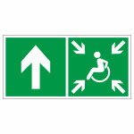 Знак эвакуационный «Направление движения к пункту (месту) сбора для инвалидов», прямо, левосторонний, фотолюминесцентный