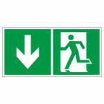 Знак эвакуационный «Направление к эвакуационному выходу вниз левосторонний», фотолюминесцентный