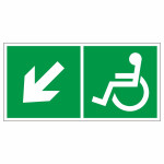 Знак эвакуационный «Направление к эвакуационному выходу налево вниз для инвалидов», фотолюминесцентный