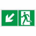 Знак эвакуационный «Направление к эвакуационному выходу налево вниз», фотолюминесцентный