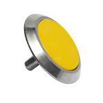 Конус тактильный, комбинированный, с гладкой вставкой, М8, со штифтом, D35x35, H-4мм, I-15мм, AL/PL, желтый (преодолимое препятствие, непреодолимое препятствие)