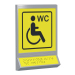 Пиктограмма тактильная, модульная "Обособленный туалет доступный для инвалидов на кресле-коляске", с наклонным полем, одинарная, М11