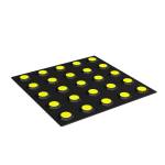 Плитка тактильная контрастная, со сменными рифами (преодолимое препятствие, поле внимания, конусы линейные), 300х300х6, PU/PL, черный/желтый