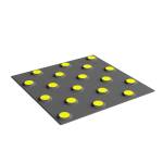 Плитка тактильная контрастная, со сменными рифами (непреодолимое препятствие, конусы шахматные), 300х300х6, PU/PL, серый/желтый