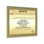 Табличка тактильная комплексная на основе пластика под металл со сменной информацией и защитным покрытием в золотой рамке 24мм по индивидуальным размерам