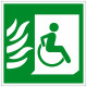 Эвакуационные пути для инвалидов» (Выход здесь) направо, фотолюм